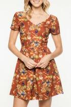  Rust Floral A-line Dress