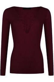  Bordeaux Lace Up Sweater