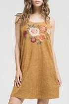  Embroidered Suede Dress