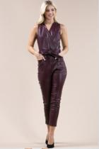  Belted Faux Leather Jumpsuit