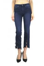  Front Slit Bow Tie Slim Leg Ankle Jean