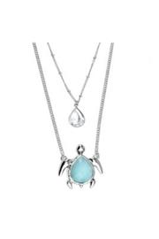  Double-silver Chain-turtle Necklace