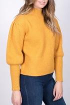  Mustard Balloon Sleeve Sweater