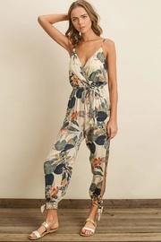  Floral Surplice Jumpsuit