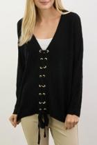  Front Lace-up Sweater