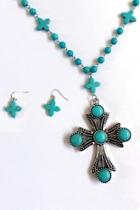  Turquoise Cross Pendent-necklace-set