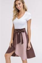  Corduroy Color Block Wrap Skirt
