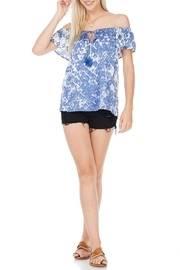  Blue Graphic Print Top