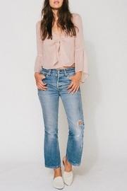  Printed Tie-front Blouse