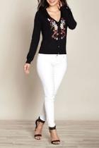  Floral Embroidered Cardigan