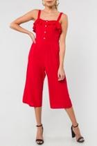  Red Ruffle Cropped-jumpsuit