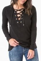  Thermal Lace Up Sweater