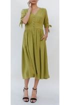  Chartreuse Button Dress