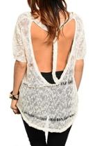  Cream T-strap Sweater