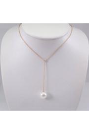  Pearl And Diamond Lariat Necklace 14k Yellow Gold Wedding Pendant Chain 13.5 Mm