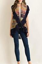  Navy Print Vest
