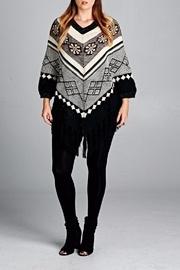  Geometric Fringe Trim Poncho