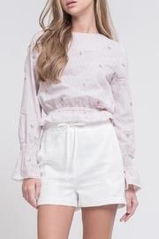  Embroidery Ruffle-hem Top