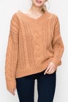 Apricot Cable-knit Sweater
