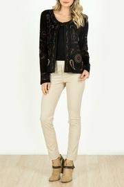  Embroidered Faux-suede Cardigan