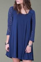  Blue Lace Sleeve Dress