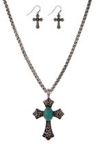  Turquoise Cross Necklace-set