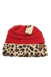  Red-leopard Ponytail Bun Beanie