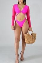  Pink Long Sleeve Bikini