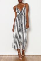  Tie Front Striped Jumpsuit