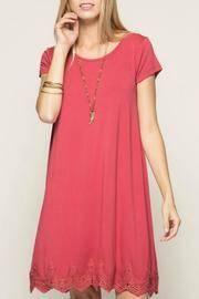  Coral Lace Trim Dress