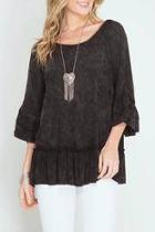  Black Ruffle Tunic