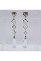  Multi Color Green Peridot Briolette Dangle Drop Earrings 14k White Gold August Gemstone