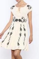 Beige Embroidered Dress