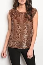  Sequin Brown Blouse