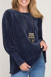  Navy Puff-sleeve Sweater