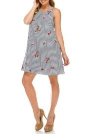  Striped Embroidery Sundress