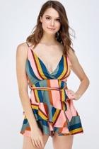  Striped Open Romper