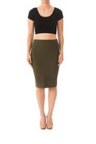  Solid Fitted Pencil-skirt