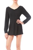  Black Long Sleeve Romper