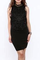  Black Crochet Sleeveless Dress