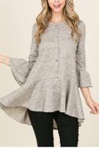  Flowy, Ultra Soft Tunic With Button Detail {{olive}}