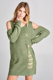  Coldshoulder Distressed Sweater