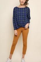  Plaid Gathered Top