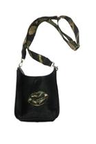  Mini Vegan Messenger W/1.5 Printed Adjustable Web Strap With Hand Painted Lips