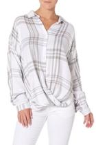  Twisted Front Flannel Top
