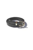  Black Leather Skinny Belt