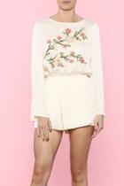  Embroidered Silk Cream Romper