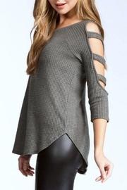 Waffle-knit Cold-shoulder Top