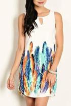  Feather Print Dress