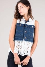  Denim Eyelet Top